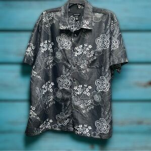 Van Heusen Grey Hawaiian Print‎ Casual Short Sleeve Shirt